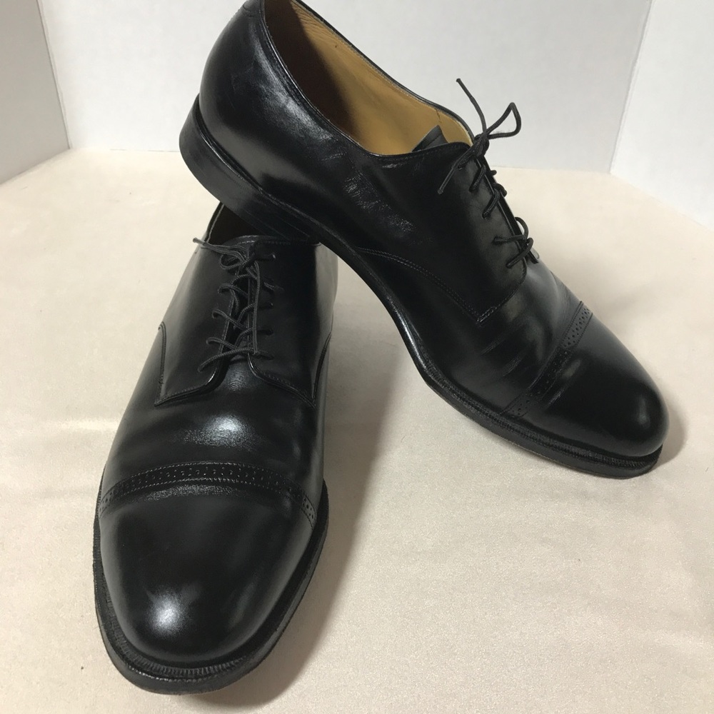 SOLD Johnston Murphy Men's Shoes 14 Black Oxford - Picture 2 of 8